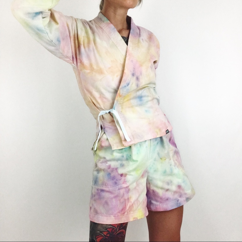 Hand-Dyed Cotton-Blend Wrap Jacket | Size 0